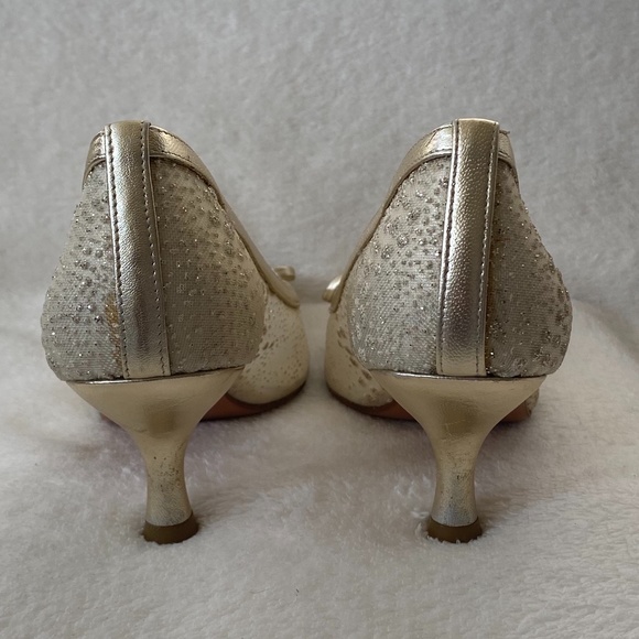 Stuart Weitzman mesh leather gold glitter - Picture 4 of 5